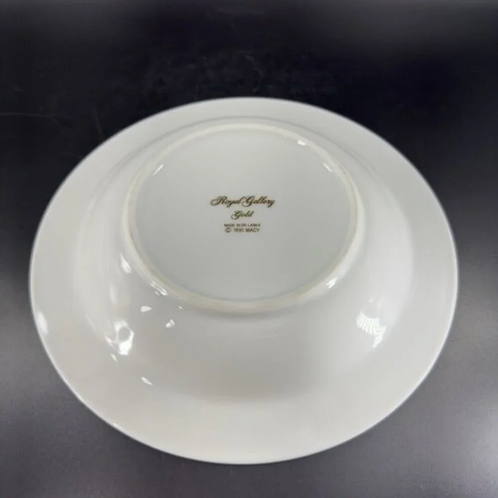 Royal Gallery‎ Gold Deep Dish Plates Macy 1991 Porcelain Made In Sri Lanka Set 2